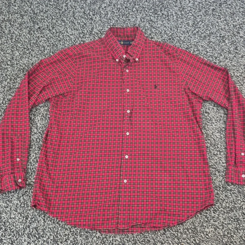 Polo‎ Ralph Lauren Button Down Long Sleeve Size XL Red Black Plaid